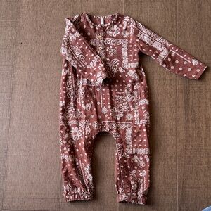 Rylee + Cru Rust Bandana Print Jumpsuit